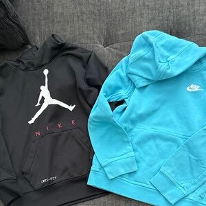 Nike Kids Black and Teal Hoodies